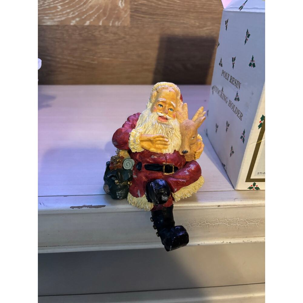 Vintage Santa Claus Figurine Stocking Hanger